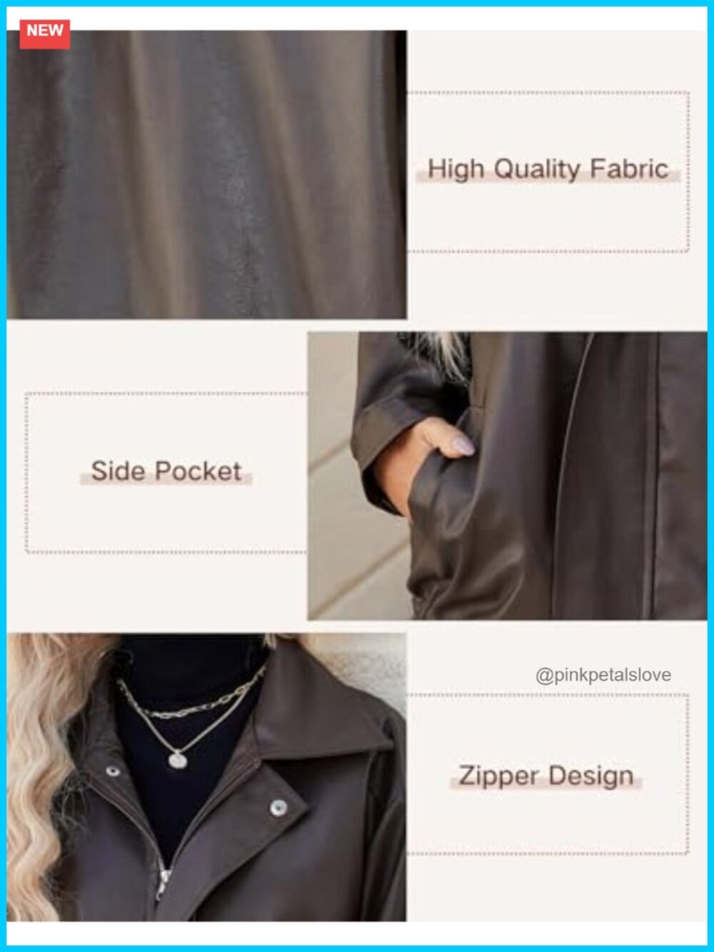 Faux Leather Oversized Motorcycle Bomber Jacket Coat - Picture 4 of 4